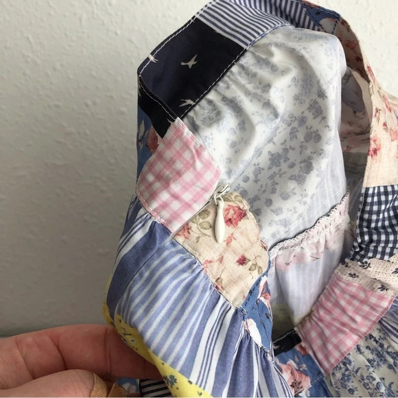 NWT Lapin House skirt patchwork blue & pink cotton high-low size 8 years - Picture 6 of 11